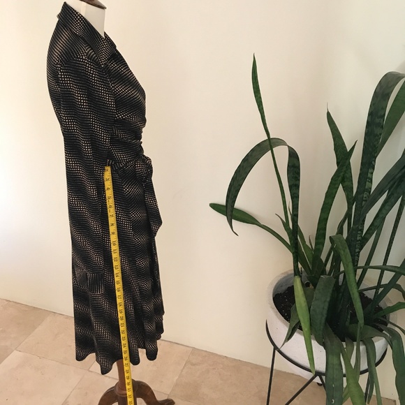 Express Black and Tan Pattern Wrap Dress - Picture 2 of 5